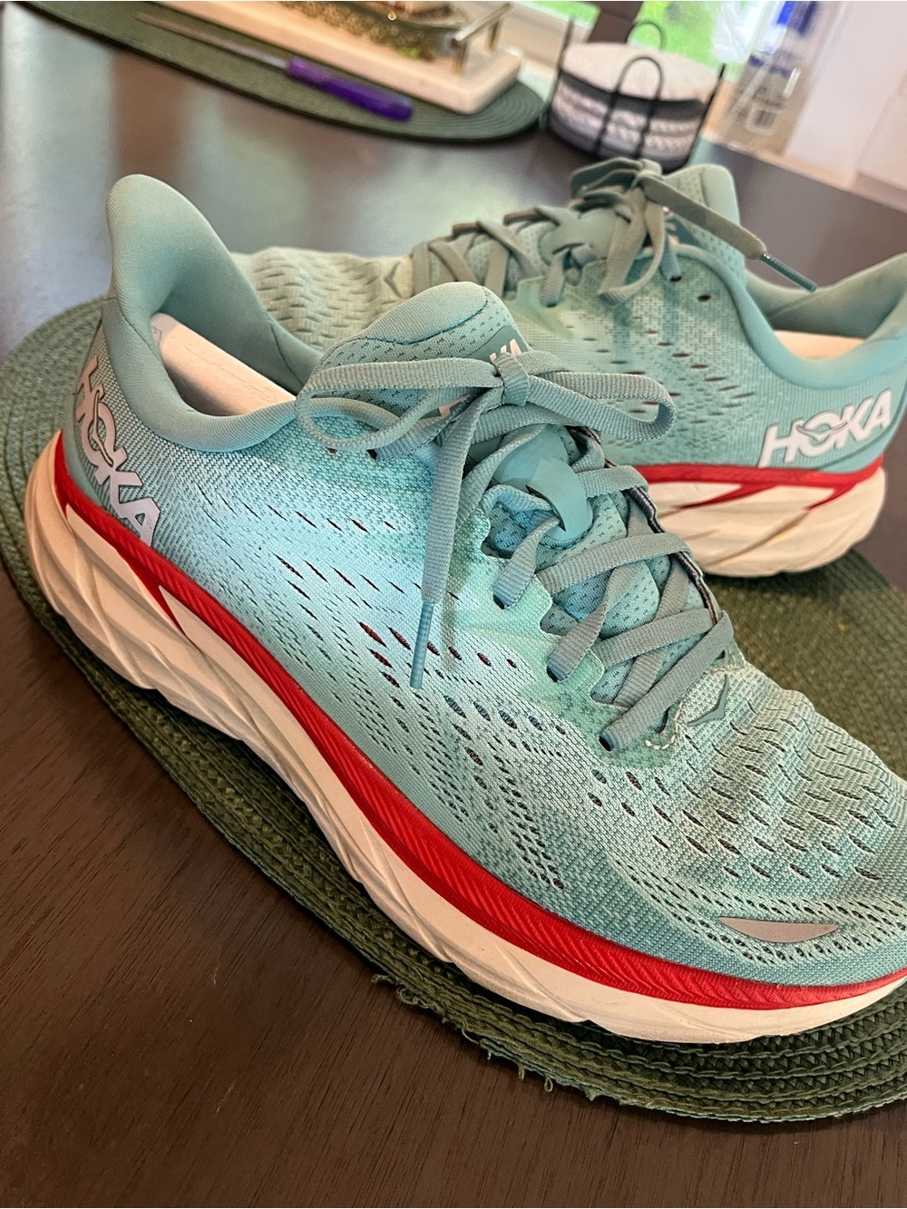 Hoka One One Clifton 8 Womens Size 9 Blue Running Athletic Shoes